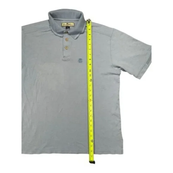 Tommy Bahama Polo Shirt Men M Silk Cotton Blue TB Logo Golf Resort Tee Classic - Picture 9 of 15